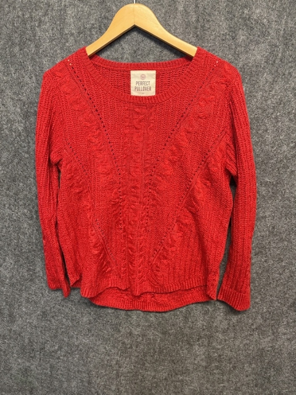 SO Authentic American Heritage PerfectPullover XL Red Cable Knit Sweater Preppy